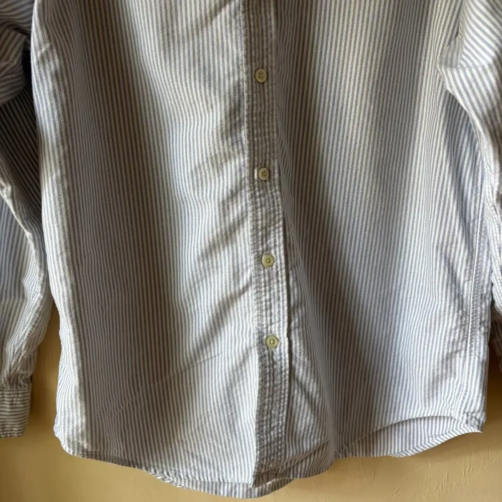 Ralph Lauren Boys Shirt Size 18 XL Blue White Striped Button Down Cotton Pony